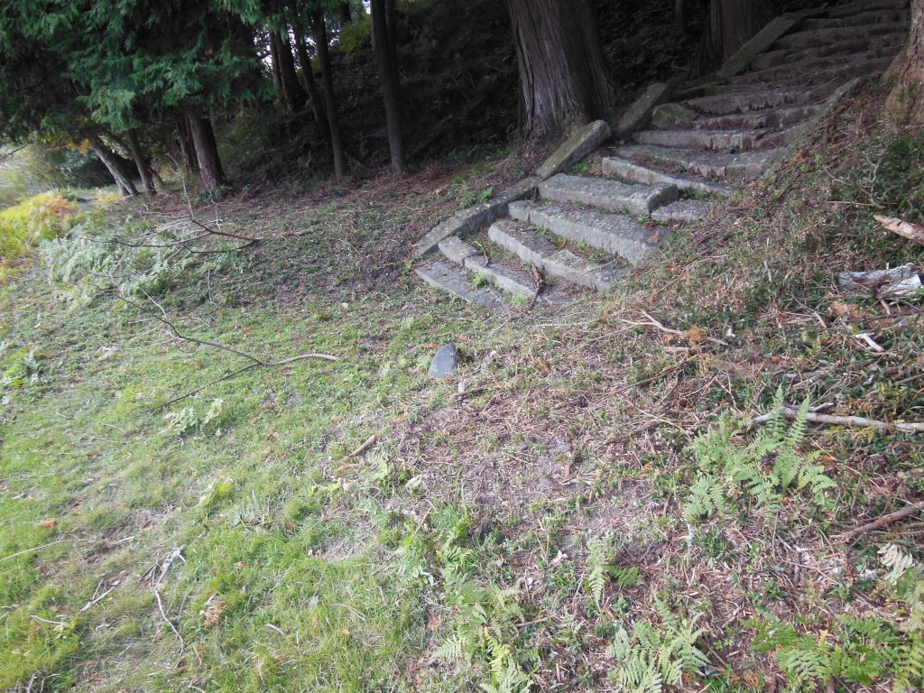 山城の入り口と思われる階段を発見